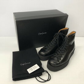 【中古】【レディース】Yohji Yamamoto ヨウジ ヤマモト HJ-E53-764-1-02 MATTE GLASS LEATHER ANKLE BOOTS レザー アンクル ブーツ シューズ 靴 サイズ：24cm カラー：ブラック 黒 万代Net店