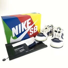 【中古】【メンズ】NIKE SB × HUF DUNK LOW OG QS New York FD8775-100 ナイキ スケートボーディング ハフ 別注 コラボ ダンク ロー オリジナル クイックストライク ニューヨーク スニーカー 靴 サイズ：27.5cm US 9.5 カラー：WHITE/NAVY/GREY 万代Net店