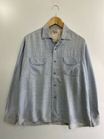 【中古】【メンズ】BROWN BROS. 50-60's KSURI LOOP COLLARED RAYON SHIRT ブラウンブラザーズ 50-60年代 カスリ ループカラーシャツ トップス 長袖 サイズ：L カラー：ライトブルー 万代Net店