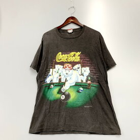 【中古】【メンズ】COKE コカコーラ 90'S プリントTシャツ 半袖Tシャツ トップス 古着 サイズ：L カラー：チャコールグレー 万代Net店