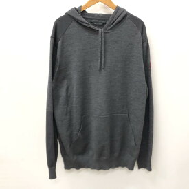 【中古】【メンズ】CANADA GOOSE カナダグース 7000M AMHERST HOODY アムハースト ロゴワッペン フーディ パーカー ウールニット サイズ：M カラー：グレー 灰 万代Net店