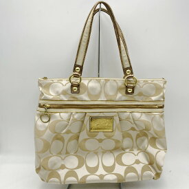 【中古】【レディース】COACH Hand Bag コーチ ハンドバッグ 鞄 カバン サイズ：約31×41×9cm カラー：ベージュ 万代Net店