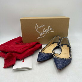 【中古】【レディース】Christian Louboutin IRISHELL FLAT LAME LUX 1180974 クリスチャンルブタン デニムスタッズシューズ 靴 サイズ：37 カラー：インディゴ 万代Net店