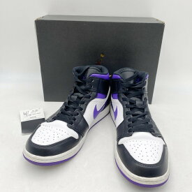 【中古】【メンズ】NIKE AIR JORDAN 1 MID 554724-095 ナイキ エア ジョーダン 1 ミッド スニーカー シューズ 靴 サイズ：26.5cm カラー：BLACK/DARK IRIS-WHITE 万代Net店