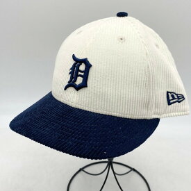 【美中古品】【メンズ/レディース】NEW ERA ニューエラ コーデュロイキャップ 帽子 サイズ：63.5 カラー：ホワイト/ネイビー 万代Net店