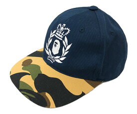 【中古】【メンズ/レディース】 A BATHING APE アベイシングエイプ CAP 001CPA801001X カモ柄 キャップ 帽子 迷彩 ストリート系 185-240307-rs-04-fur サイズ：F カラー：ネイビー/カモフラージュ 万代Net店