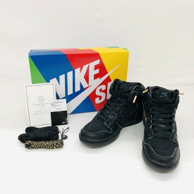 【中古】【メンズ/レディース】 NIKE ナイキ Faust × Nike SB Dunk High Black and Metallic Gold DH7755-001 ファウスト×ナイキ エスビー ダンク ハイ ブラックアンドメタリックゴールド 160-240316-hn-03-fur サイズ：27.0cm US 9 カラー：ブラック/ゴールド 万代Net店