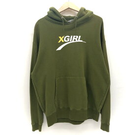 【中古】【レディース】 X-girl エックスガール LOGO HOODIE 05199205 ロゴ フーディ パーカー 長袖 トップス 171-240410-rs-05-fur サイズ：ONE SIZE カラー：カーキ 万代Net店