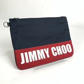 【中古】【メンズ】 JIMMY CHOO ジミーチュウ WOVEN NYLON CLUTCH BAG クラッチ バッグ 180-240121-ak-2-fuz カラー：ネイビー/レッド 万代Net店