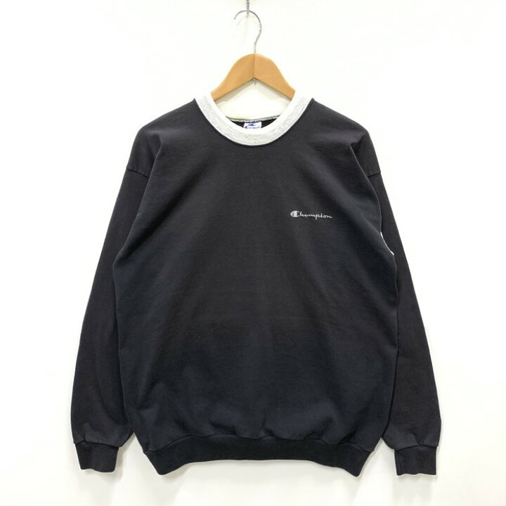CHAMPION チャンピオン 引き攣れ スウェット L グレーx黒 【古着】【中古】 