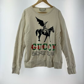 【中古】【メンズ】 GUCCI グッチ WING JOCKEY CREWNECK SWEATSHIRT 141-240323-st-6-fuz サイズ：M カラー：アイボリー 万代Net店