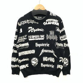 【中古】【メンズ】 HYSTERIC GLAMOUR ヒステリックグラマー METAL総柄ジャガードプルオーバーニット トップス ブランド 古着 140-240503-gm-23-fuz サイズ：M カラー：ブラック 万代Net店