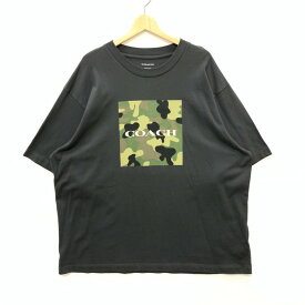 【中古】【メンズ】 COACH コーチ CL333 CLASSIC CAMO SHORT SLEEVE T-SHIRT オーバーサイズ 半袖Tシャツ カットソー トップス ブランド 古着 141-240504-gm-25-fuz サイズ：XL カラー：ブラック 万代Net店