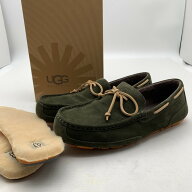 【中古品】【メンズ】 UGG アグ デッキシューズ 深緑/SIZE:28.0cm/スエード/ファーインソール・箱付属 靴…