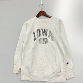 【中古】【メンズ】 Champion チャンピオン REVERSE WEAVE 90’S 前期 染み込みプリント リバースウィーブ スウェット トレーナー トップス 古着 146-240407-mk-29-izu サイズ：L カラー：グレー 万代Net店