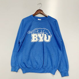 【中古】【メンズ】 HANES 90'S BYU FOOTBALL SWEAT USA製 ヘインズ スウェット トレーナー トップス 146-240422-ay-03-izu サイズ：XL カラー：ブルー 万代Net店