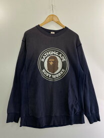 【中古】【メンズ】 A BATHING APE アベイシングエイプ APE SHALL NEVER KILL APEタグ SWEATSHIRT スウェット トップス 142-240316-ks-31-min サイズ：L カラー：ブルー系 万代Net店