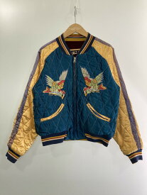 【中古】【メンズ】 TAILOR TOYO REVERSIBLE SOUVENIR JACKET M11136 テーラー東洋 鷹 日本地図 別珍 アセテイトキルティング リバーシブル スーベニアジャケット スカジャン アウター 145-240516-yn-12-min サイズ：M カラー：ボルドー/ブルー 万代Net店