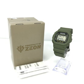 【中古品】【メンズ】 G-SHOCK ジーショック × GUNDAM ガンダム ZEON FORCES DW-5600X ガンダムファンクラブ限定 ジオン公国軍モデル クォーツ 腕時計 196-260408-na-07-tag カラー：カーキ 万代Net店