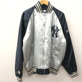 【中古】【メンズ】 MAJESTIC マジェスティック 90`S YANKEES ブルゾン ヤンキース キルティングライナー ナイロン スタジャン 145-240501-tk-4-tei サイズ：M カラー：ネイビー 万代Net店