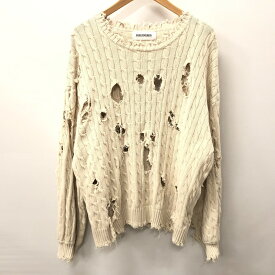 【中古】【メンズ】 DISCOVERED ディスカバード DC-23AW-KN-04 CABLE DAMAGE KNIT 23年秋冬モデル ダメージ ボロ加工 ケーブルニット 140-240528-mw-5-tei サイズ：1 カラー：ホワイト 万代Net店