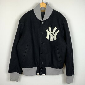 楽天スーパーSALE 20%OFF~【中古品】【メンズ】 A BATHING APE アベイシングエイプ × NEIGHBORHOOD ネイバーフッド 別注 コラボ 90's WOOL STADIUM JACKET 90年代 ウール スタジアムジャケット スタジャン 142-260128-ko-15-tei サイズ：L カラー：ブラック 万代Net店