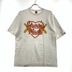 【中古品】【メンズ】 HUMAN MADE ヒューマンメイド × KAWS カウズ 別注 コラボ 23AW MADE GRAPHIC T-SHIRT メイド グラフィック Tシャツ 半袖 トップス 142-260909-ko-03-teih サイズ：L カラー：ホワイト 万代Net店