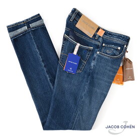 JACOB COHEN ヤコブコーエン / BARD LTD J688 リミテッド ブルージーンズ ・art. UQL0430-S3746-411D ・leather patch. ベージュハラコ ・made in Italy ・リミテッドシリーズ ・ブルーデニム / ストレッチ / セルヴィッチ・国内正規品