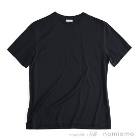 nomiamo ノミアモ ・ウォッシャブルシルク クルーネックTシャツ ・mod. nom-1USP ・art. SL ・col. BLACK ブラック ・made in Japan