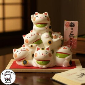 開店祝い 花以外 招き猫 周年祝い 移転祝い 猫好き プレゼント 金運アップグッズ 置物 まねきねこ おしゃれ 開業祝い 右手と左手 猫グッズ 雑貨 プレゼント 6体の招き猫があなたに福を招く幸福団子 開運 リュウコドウ 金運アップ 風水 風水グッズ 猫好き
