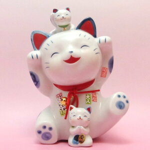 開店祝い 花以外 周年祝い 移転祝い 招き猫 置物 お店 プレゼント インテリア 大きい 送料無料 ラッピング・熨斗対応 まねきねこ 【染錦福づくし招き猫(6.5号)貯金箱 高さ20cm】まねき猫