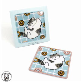 モフサンド ハンカチ mofusand 猫雑貨【シェニール織タオルハンカチ(チェックドーナッツ ブルー)】ハンカチ レディース 女子 プレゼント 子供 収納 通学 通勤 かわいい 猫好き プレゼント 猫雑貨 猫好き 贈り物 パッケージ入り 吸水タオル ss s5