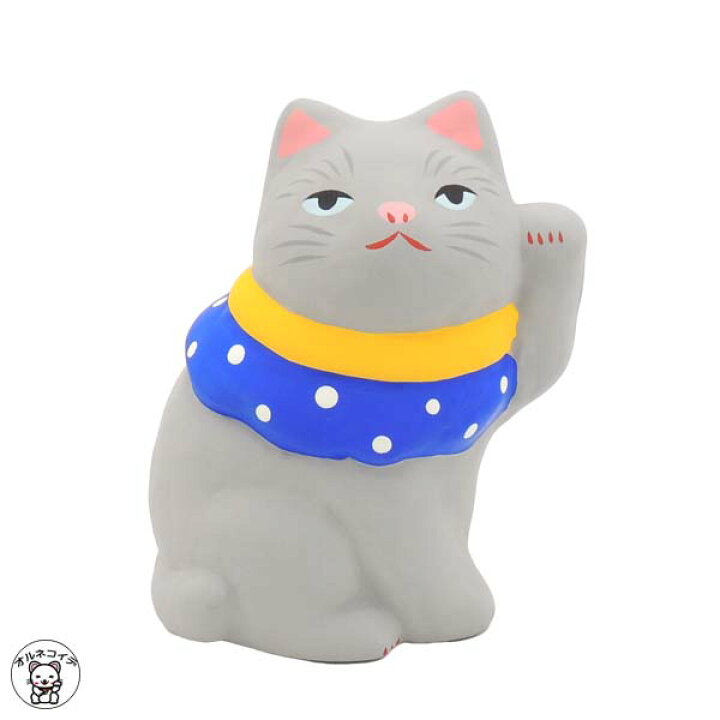 楽天市場 招き猫 置物 猫 雑貨 玩具工房 おめかし猫 グレー 高さ9 5cm 国産 伝統工芸 スタイリッシュ モダン 左手上げ 人招き 福猫 招き猫 縁起物 贈り物 ラッピング 熨斗 まねき猫 招きねこ ねこ おしゃれ 瀬戸 愛知県 インテリア 玄関 浅草の招き猫専門店