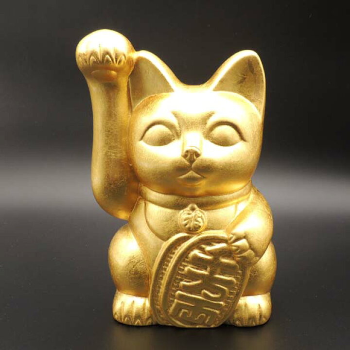楽天市場 招き猫 置物 猫 雑貨 金箔開運招き猫 右手 大 金箔 箔一 金沢金箔 高さ19cm 国産 伝統工芸 スタイリッシュ モダン 右手上げ お金招き 縁起物 贈り物 ラッピング 熨斗 まねき猫 招きねこ ねこ おしゃれ ゴールド インテリア 玄関 箱入り 木札 台座 貯金箱
