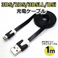 3DS USB充電ケーブル フラットタイプ 1m ブラック 2DS 3DS 3DSLL DSi DSiLL AD-3077
