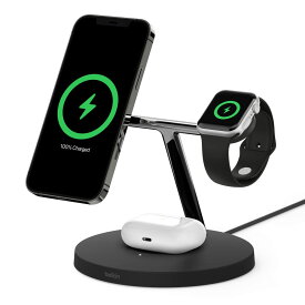 【VGP 2022受賞】Belkin 3 in 1 MagSafe充電器 最大15W高速充電 ワイヤレス充電器 iPhone 14 / 13 / 12 / Apple Watch / AirPods 対