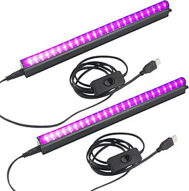 ブラックライト led 紫外線ライト 2本 10W USB給電式 ブラック ライト 蛍光灯 UVライト レジン用 硬化ライト 紫外線 ライト 385~410
