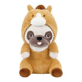 りぶはあと フード座り抱きまくらM プレミアムねむねむアニマルズ パグのハナ (全長約31cm) ウマ 干支 ぬいぐるみ 37029-3 送料無料