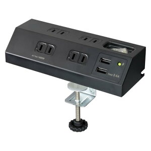 �G���p(ELPA) �f�X�NUSB�^�b�v �N�����v�Œ� �u���b�N 4�� USB 2�� 2.4A �W���X�C�b�` ���K�[�h �����R�[�h 2m ��������