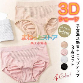 3枚セット 子宮温活 3D縫い目 ショーツ レディースショーツ 30代40代50代 無地 パンツ インナー 下着 美尻 ローウエスト ヒップアップ