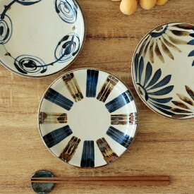 【民彩】 16cm 皿　/ 和食器 和風 取り皿 デザートプレート おしゃれ かわいい シンプル 陶器 陶磁器 和柄 やちむん風
