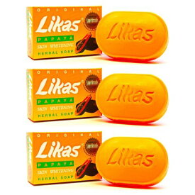 [大人気] [お得パック] Likas Papaya Soap リカス パパイヤ 石鹸 SKIN WHITENING HERBL SOP 135g ×3Pcs リカス パパイヤ スキンホワイトニング ハーバル ソープ