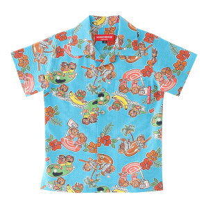 かりゆしウェア キッズ 親子 結婚式 ウェディング 沖縄 かりゆし シャツ アロハ アロハシャツ 開襟 オープンカラー MANGO HOUSE マンゴハウス 国産 リゾート お揃い ペア キッズシャツ シーサー