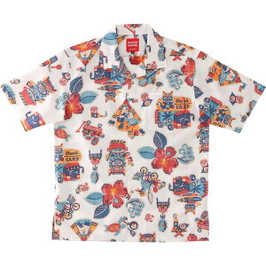 かりゆしウェア メンズ 結婚式 ゴルフ 沖縄 かりゆし シャツ アロハ アロハシャツ 開襟 オープンカラー MANGO HOUSE マンゴハウス 国産 リゾート 241164 キャンピングシーサー