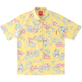 かりゆしウェア メンズ 結婚式 ゴルフ 沖縄 かりゆし シャツ アロハ アロハシャツ ボタンダウン MANGO HOUSE マンゴハウス 国産 リゾート お揃い ペア 252072 あっちゃめシーサー