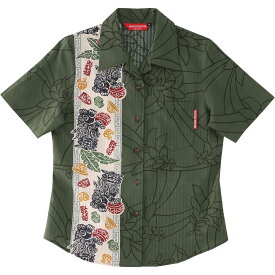 かりゆしウェア レディース 結婚式 ゴルフ 沖縄 かりゆし シャツ アロハ アロハシャツ 開襟 オープンカラー MANGO HOUSE マンゴハウス 国産 リゾート お揃い ペア 257162 やちむん うふシーサー