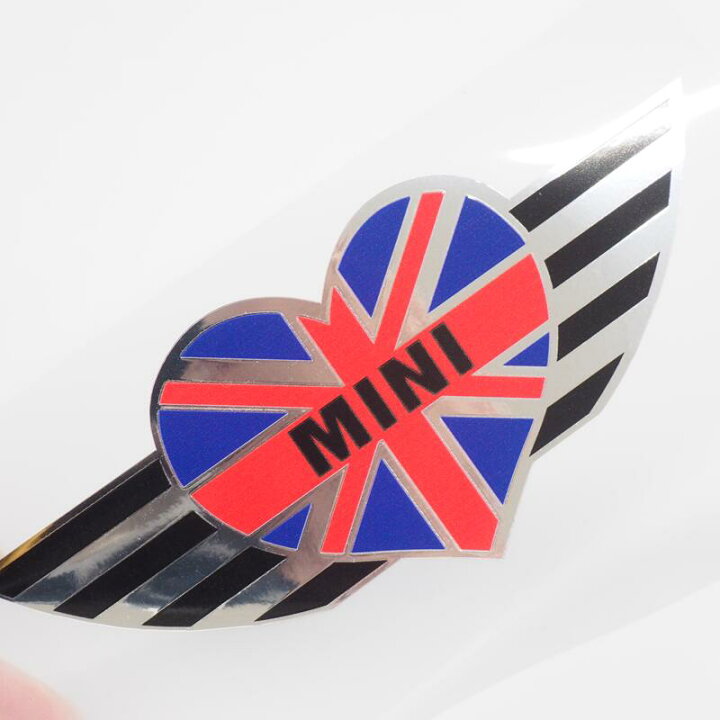 在庫限り ミニクーパー ワンポイント ミラーステッカー ユニオンジャック ハート 1枚 イギリス国旗 かわいい デカール 屋外対応 防水  BMW maniac collection