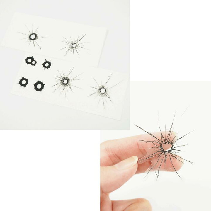 楽天市場】弾痕透明ステッカー 銃弾痕ステッカー 車 自動車 バイク  