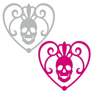 ハートドクロ ステッカー ミラー ドクロ どくろ 骸骨 ドクロステッカー ステッカー ドクロシール カッティング シール おしゃれ かわいい 防水 車 バイク ヘルメット ハロウィン ハート キュ