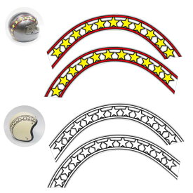 【透明】ヘルメットのイメチェンに 星ラインステッカー 星多め アメリカン スリムライン 半ヘル 半キャップ ジェッペル カスタム かっこいい 簡単 汎用 防水 クリア シール